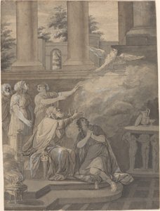 Pallas Athene in Form eines Vogels verlässt Nestor und Telemachus von Jean Jacques François Le Barbier I