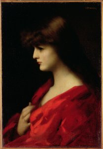 Studie einer Frau in Rot, frühe 1890er Jahre von Jean Jacques Henner