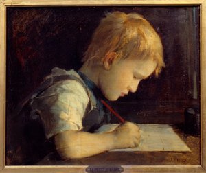 Der kleine Schriftsteller Paul Henner, Neffe des Künstlers. Gemälde von Jean Jacques Henner 19. Jahrhundert Paris, Musee du Petit Palais von Jean Jacques Henner
