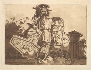 Komposition mit Antiquitäten, aus Recueil de Compositions par Lagrenée Le Jeune Colle..., 1782-84