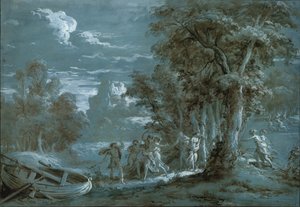 Landschaft mit einer Szene aus Fénelons Télémaque
