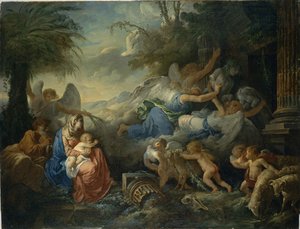 Der Sturz der Götzen und die Rast auf der Flucht nach Ägypten, ca. 1775
