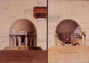 Der Tempel der Erde - Erhebung und Schnitt von Lequeu