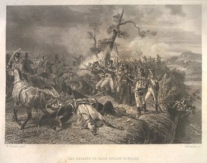Schlacht zwischen russischen Truppen und französischer Kavallerie bei Ostrovno, 25.-26. Juli 1812 von Jean Jacques Outhwaite