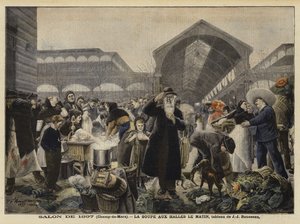 Suppenstand auf dem Les Halles Markt am Morgen