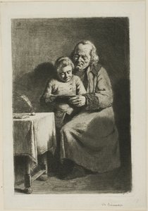 Alter Mann mit einem Jungen beim Lesen von Jean Jacques de Boissieu