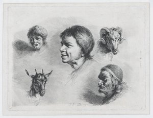 Studie von fünf Köpfen, 1803 von Jean Jacques de Boissieu