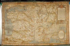 Geografische Karte der Gallier, die die Grenzen zu Deutschland und Italien zeigt. Erstellt von Kartograf Jean Jolivet (16. Jahrhundert) von Jean Jolivet