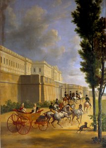 Abreise von Napoleon (1769-1821) und Marie Louise (1791-1847) zur Jagd in Compiègne im Jahr 1811. Gemälde von Joseph Bidault (1758-1846) 1811
