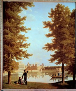 Spaziergang von Kaiser Napoleon I (1769-1821) und Marie Louise am Karpfenteich in Fontainebleau von Jean Joseph Bidault