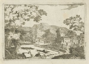 Flusslandschaft mit Häusern und Türmen von Jean Joseph Hanson