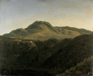 Ein Blick auf die römische Campagna, mit dem See Nemi von Jean Joseph Xavier Bidauld