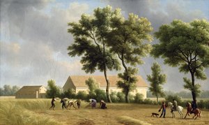 Landschaft in Ile-de-France mit Erntearbeitern, 1802