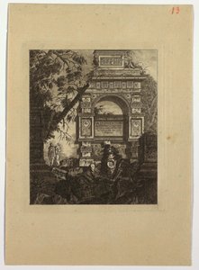 Frontispiz, Vasi-Erfindung, aus "Collection de divers sujets de vases, tombeaux, ruines et fontaines, utile aux artistes..." von Jean Laurent Legeay