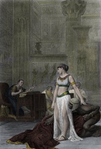 Die Königin von Ägypten Kleopatra VII. Thea Philopator (69-30 v. Chr.) und Julius Caesar (100-44 v. Chr.) - Kleopatra vor Julius Caesar in Shakespeares Stück, Antonius und Kleopatra, nach dem Gemälde von Jean Léon Gérôme
