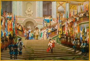 Empfang von Louis II. de Bourbon Condé, genannt der Große Condé, durch König Ludwig XIV. in Versailles, 1674