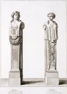 Büsten von Apollo und Daphne von Louis Lerambert in Versailles, 1674 von Jean Lepautre