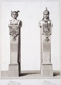 Büsten von Merkur und Minerva von Louis Lerambert in Versailles, 1674 von Jean Lepautre