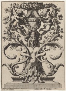 Ornament mit einer Frau, die sich in Laub verwandelt von Jean Lepautre