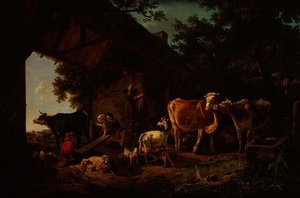 Tiere kommen aus der Scheune
