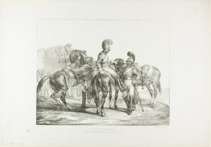 Eine Gruppe von Leibgardisten, Tafel 5 aus Verschiedene Themen aus dem Leben auf Stein gezeichnet