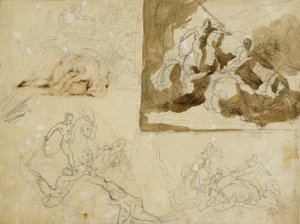 Vier Skizzen für eine Kavallerieschlacht von Jean Louis André Théodore Géricault