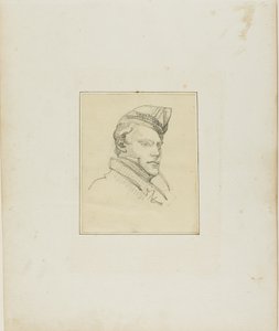 Porträt eines jungen Mannes mit Militärmütze von Jean Louis André Théodore Géricault