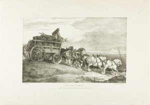 Der Kohlenwagen, Platte 7 aus Verschiedene Motive nach dem Leben auf Stein gezeichnet von Jean Louis André Théodore Géricault