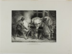 Der flämische Hufschmied, Platte 4 aus Verschiedene Motive aus dem Leben gezeichnet und auf Stein (Die englische Suite) von Jean Louis André Théodore Géricault