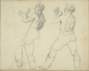 Zwei Boxer nach links schauend von Jean Louis André Théodore Géricault