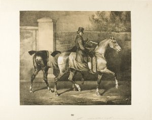 Zwei Pferde von einem Jockey geführt von Jean Louis André Théodore Géricault