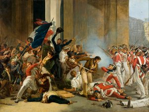 Einnahme des Louvre, 29. Juli 1830. Massaker an den Schweizer Garden, ca. 1832 von Jean Louis Bezard