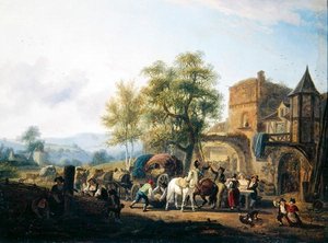 Rast vor einem Gasthaus