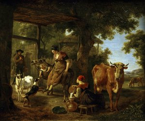 Auf dem Bauernhof. Eine Szene aus dem Landleben von Jean Louis Demarne