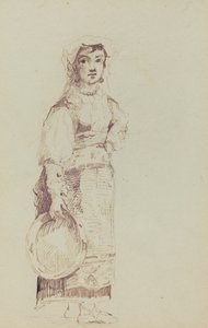 Frau mit Tamburin (verso) von Jean Louis Ernest Meissonier