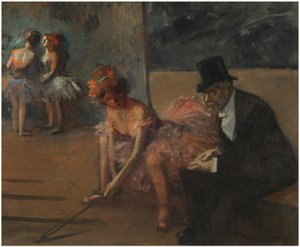 Tänzerin mit Bewunderer hinter der Bühne von Jean Louis Forain