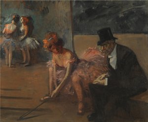 Tänzerin und Bewunderer hinter der Bühne von Jean Louis Forain