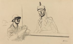 Französischer Soldat spricht Germania an