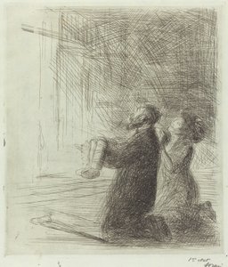 Lourdes, Flehend vor der Grotte (vierte Platte) von Jean Louis Forain