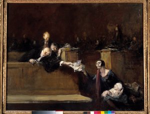Gerichtsszene. Gemälde von Jean Louis Forain (1852-1931) 20. Jahrhundert