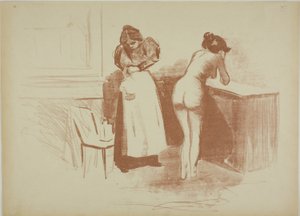 Die Massage mit grobem Haarhandschuh, Wasch- und Linienplatte von Jean Louis Forain