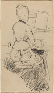 Junge Frau am Klavier sitzend [recto], ca. 1890 von Jean Louis Forain
