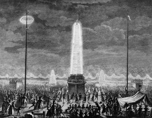 Französische Revolution: Feste und Beleuchtungen auf den Champs-Élysées in Paris am 18. Juli von Jean Louis II (after) Prieur