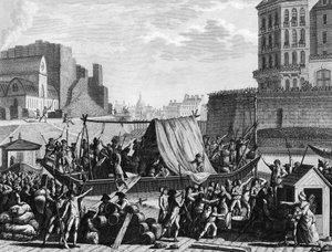 Französische Revolution: Pulverbootstopp am Hafen von Saint Paul am 6. August von Jean Louis II (after) Prieur