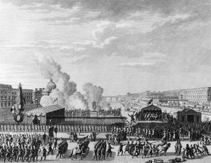 Französische Revolution: Freiwillige an der Pont Neuf in Paris, 22. Juli von Jean Louis II (after) Prieur