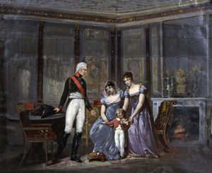 Die Kaiserin Josephine stellt ihre Tochter Hortense und ihren Enkel Louis-Napoléon dem Zar Alexander vor