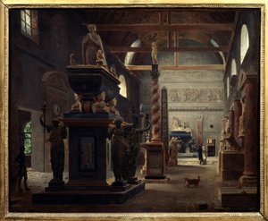 Die Einführungs-Halle des Musée des Monuments Français im Kloster der Petites Augustins, Rue Bonaparte in Paris