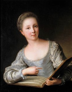 Porträt einer jungen Frau. Die junge Frau liest ein Notenblatt - Gemälde von Jean Marc Nattier (1685-1766) 1719 von Jean Marc Nattier