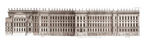 Der Louvre in Paris, Projekt von Gian Lorenzo Bernini: Erhebung der Hauptfassade zur Seine - Aus „Architecture françoise“ von Jacques-François Blondel - Gravur von Jean Marot von Jean Marot