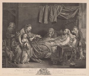 Familie um ein Krankenbett von Jean Massard